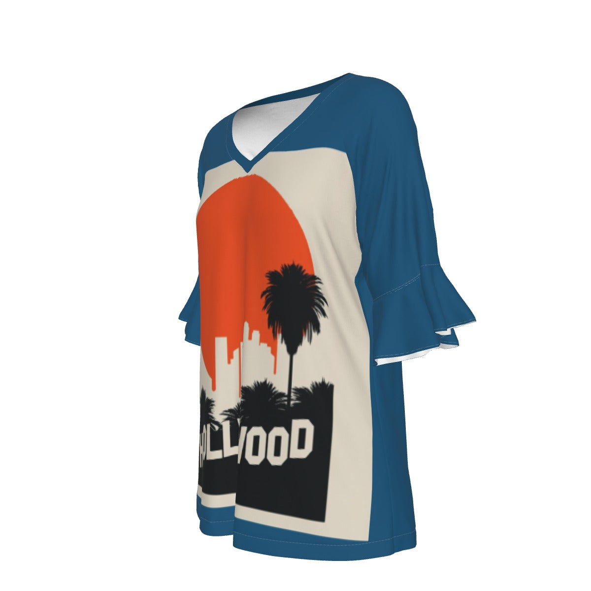 Vintage Hollywood - V-neck Women's T-shirt With Bell Sleeve - Spruced Roost
