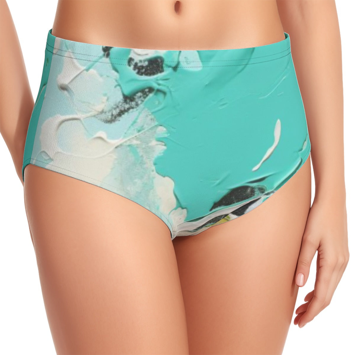 Turquoise Women's Swimsuit Set With Halter