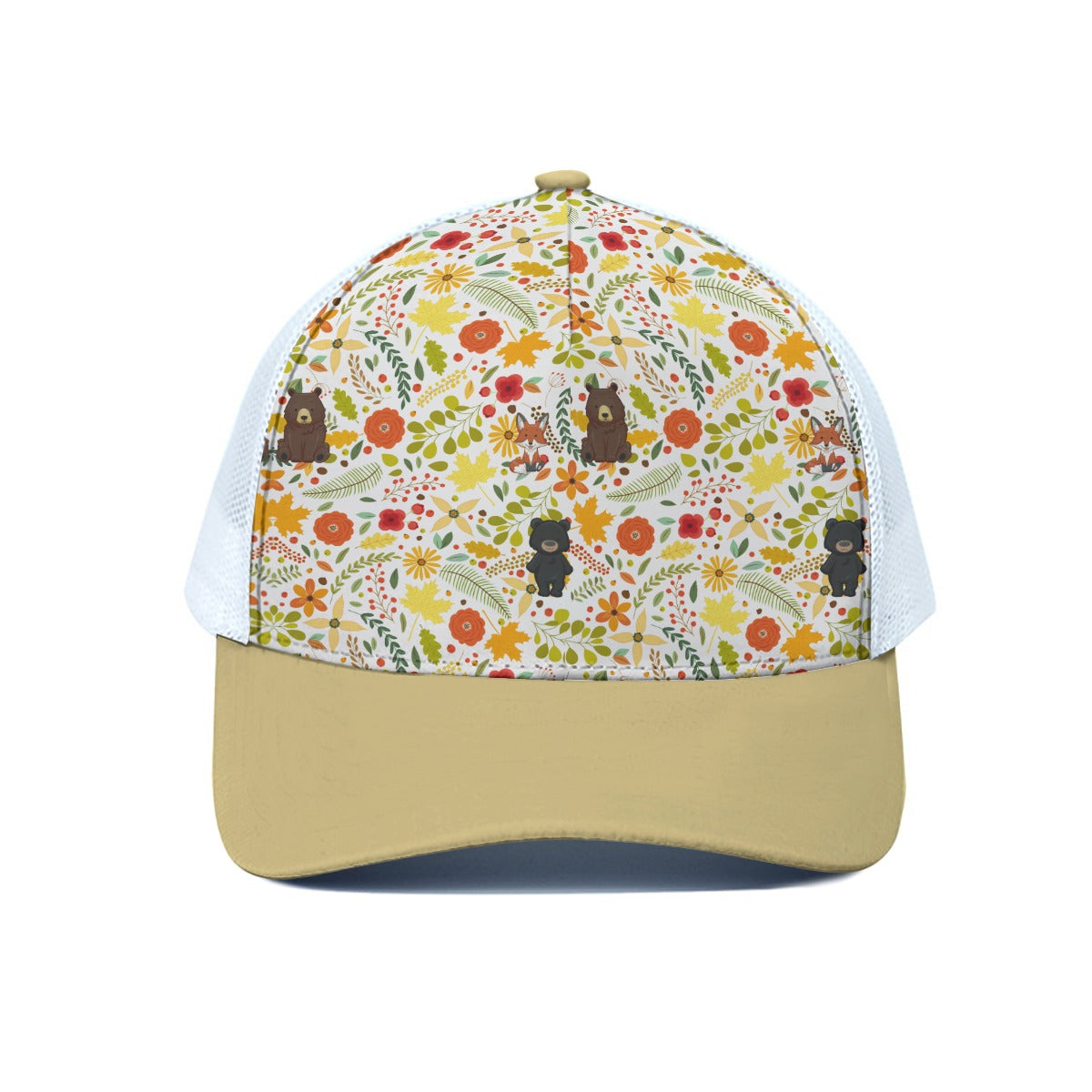 Yellow Bears Trucker Hat With White Half-mesh