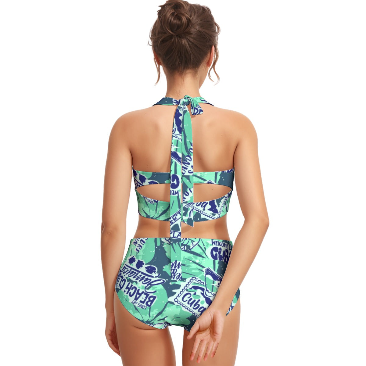 Beach Club Women's Swimsuit Set With Halter