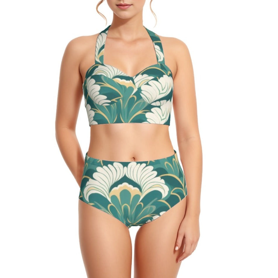 The Font Women's Swimsuit Set With Halter