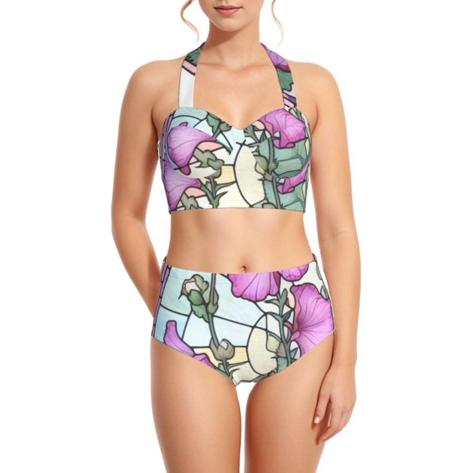 Vibin Sweet Pea Women's Swimsuit Set With Halter