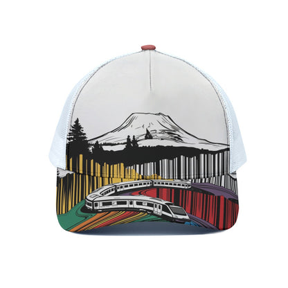 Mt Hood Oregon Trucker Hat With White Half-mesh