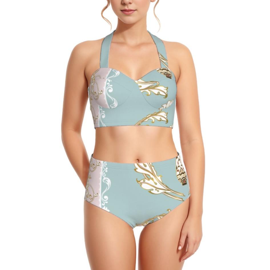 Fleur Du Lis Trellis - AOP Women's Swimsuit Set With Halter