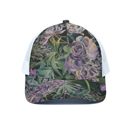 Lavender Rose Trucker Hat With White Half-mesh