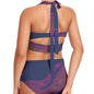 Electric Elegance AOP Women's Swimsuit Set With Halter