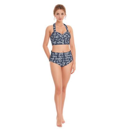 Love Story Women's Swimsuit Set With Halter AOP