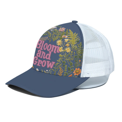 Bloom and Grow Trucker Hat With White Half-mesh