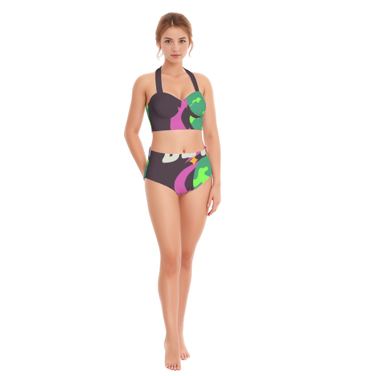 Mixed Medium Women's Swimsuit Set With Halter