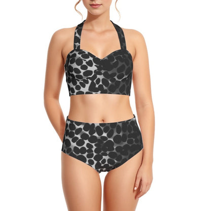 Spotted Women's Swimsuit Set With Halter