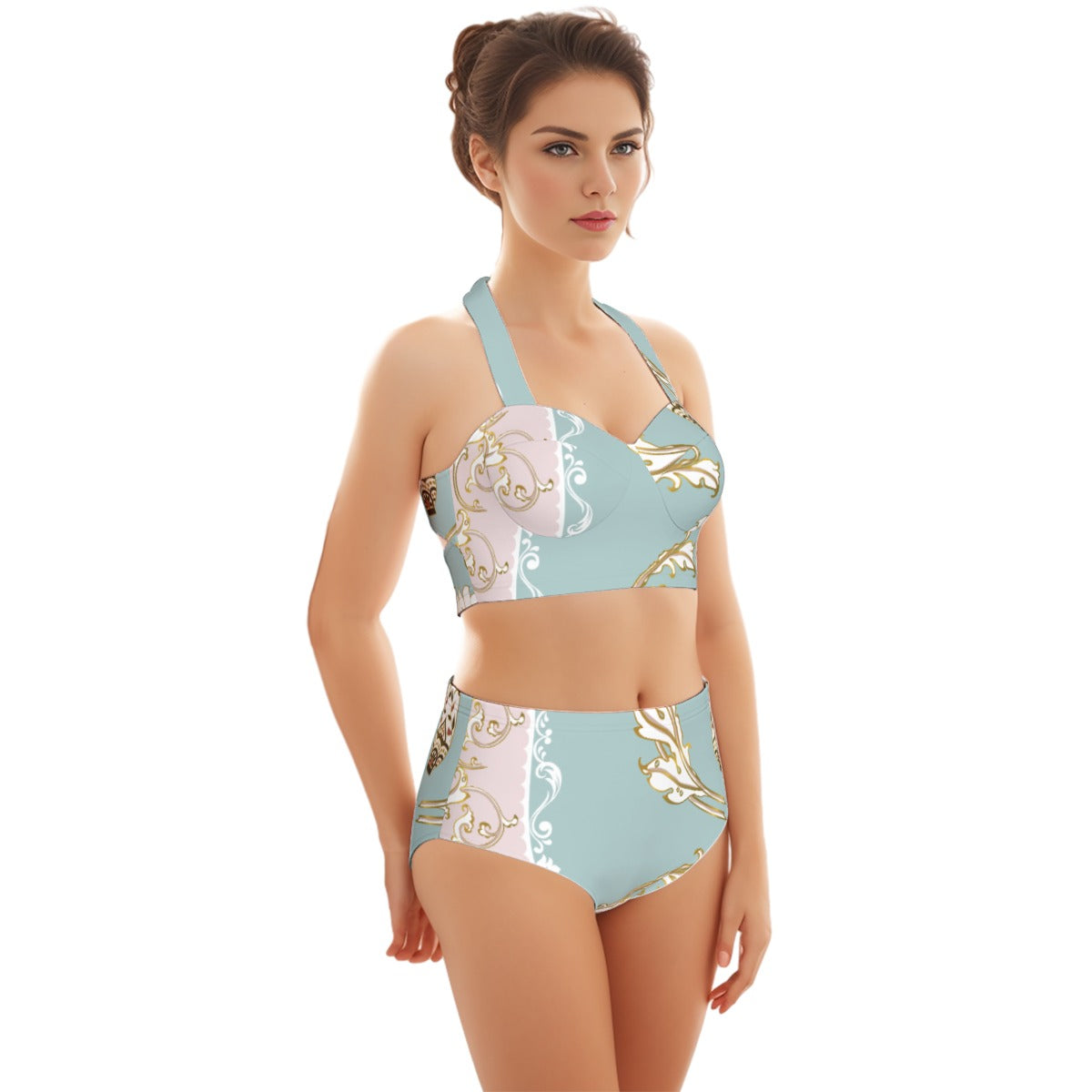 Fleur Du Lis Trellis - AOP Women's Swimsuit Set With Halter