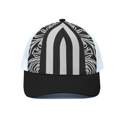 Stripes B&W Trucker Hat With White Half-mesh