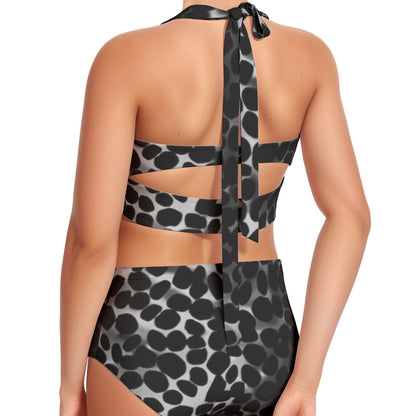 Spotted Women's Swimsuit Set With Halter