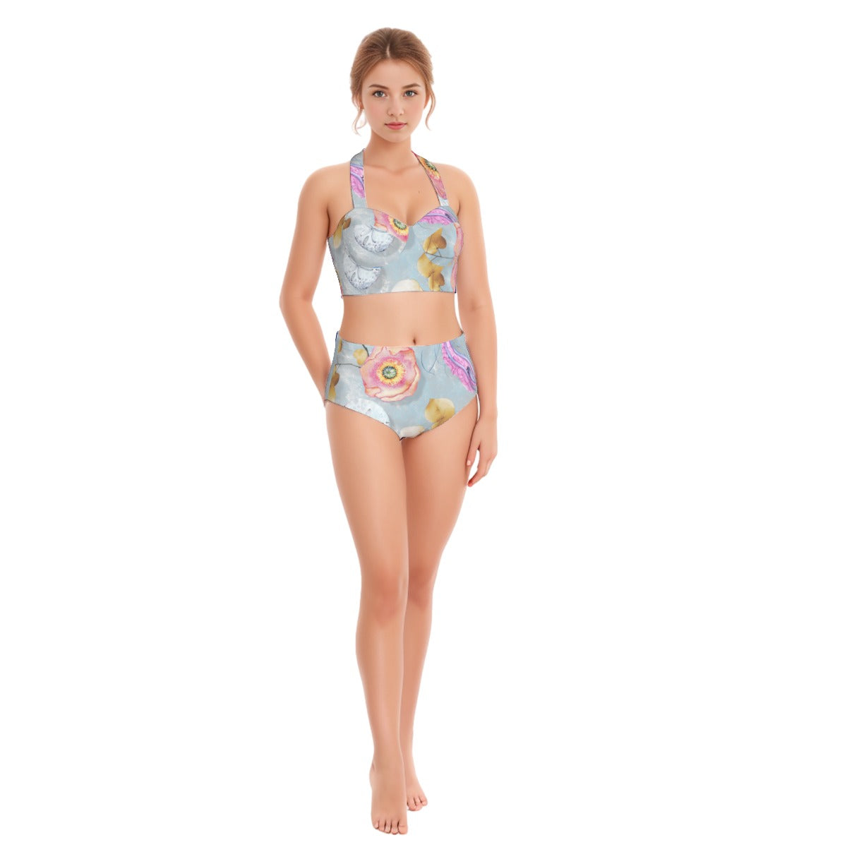 Pink Poppy Women's Swimsuit Set With Halter