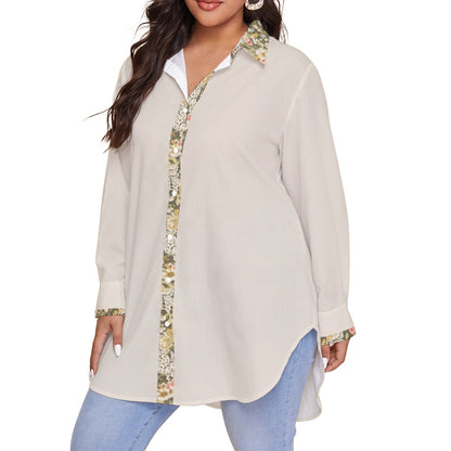 Ecru Bloomed Women's Shirt (Plus Size) AOP