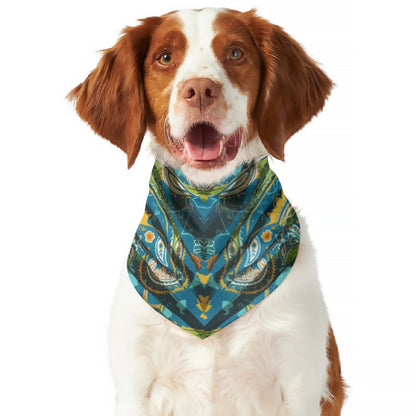 Teal and Yellow Bandana Pet's Scarf