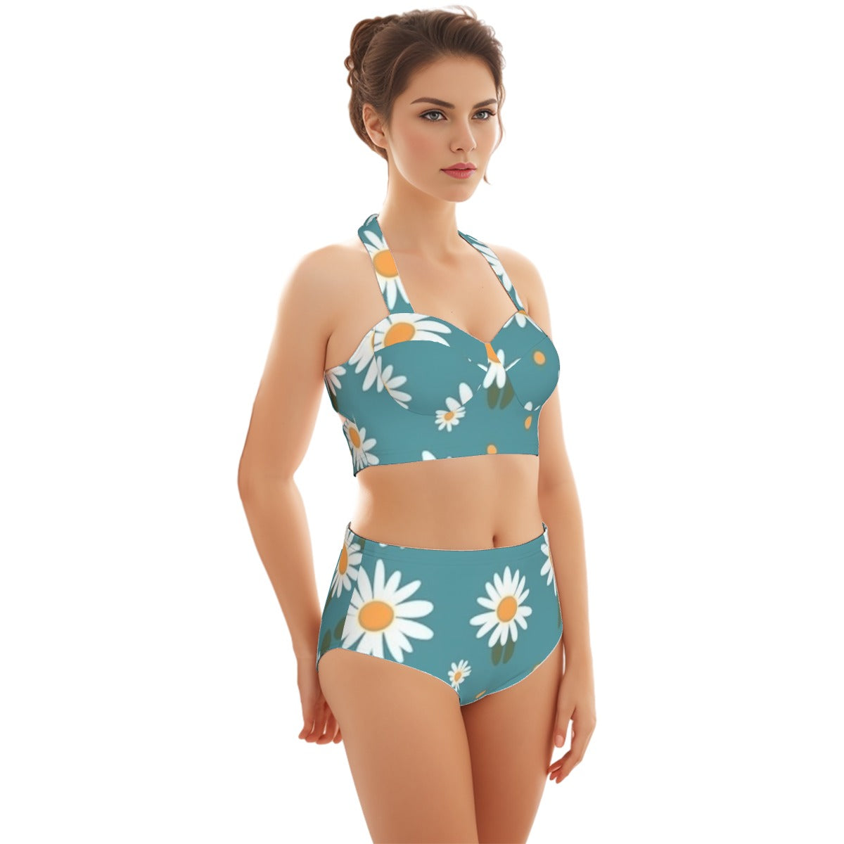 Daisy Women's Swimsuit Set With Halter