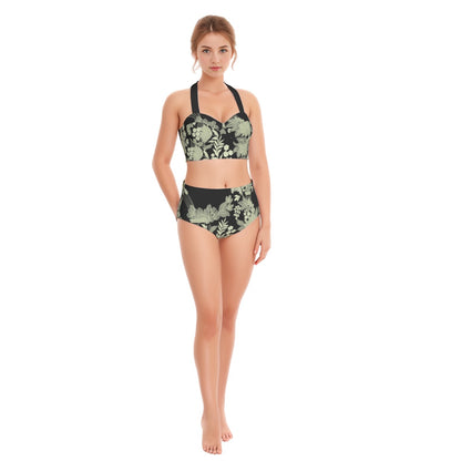 Lotus West AOP - Women's Swimsuit Set With Halter