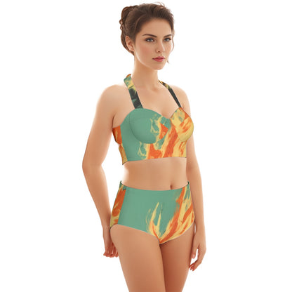 Flaming Hot Women's Swimsuit Set With Halter