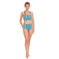 Chevron Blue Women's Swimsuit Set With Halter