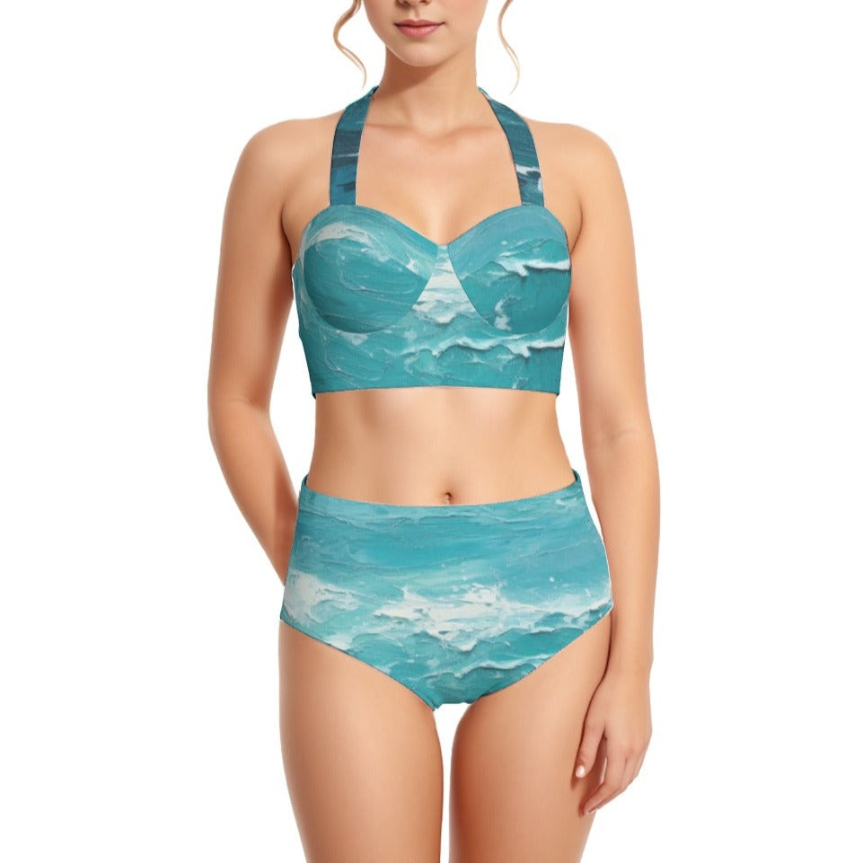 Marooned Women's Swimsuit Set With Halter