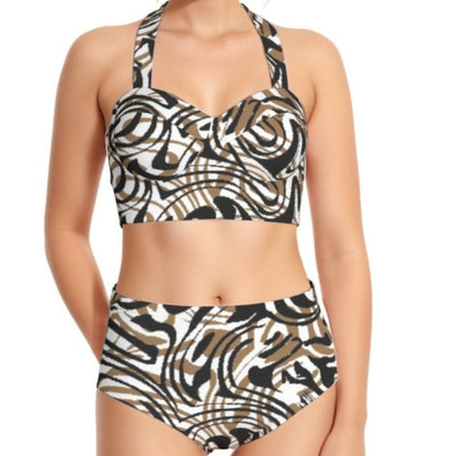 Leopard II Women's Swimsuit Set With Halter