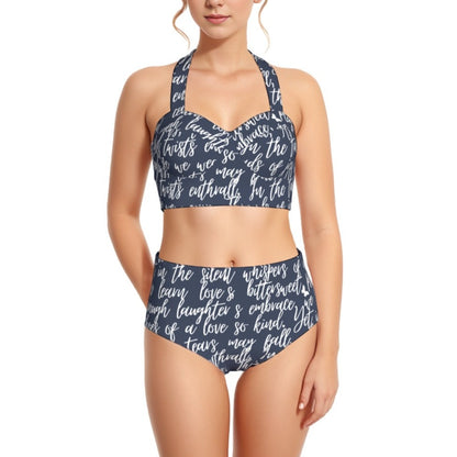 Love Story Women's Swimsuit Set With Halter AOP