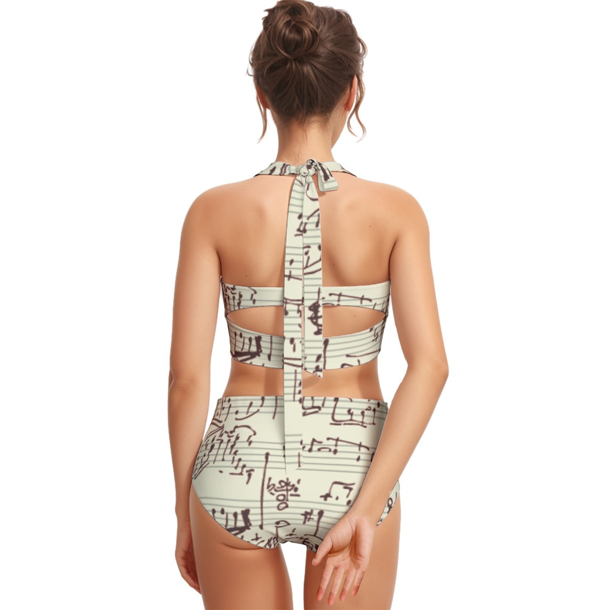 All-Over Print Women's Swimsuit Set With Halter