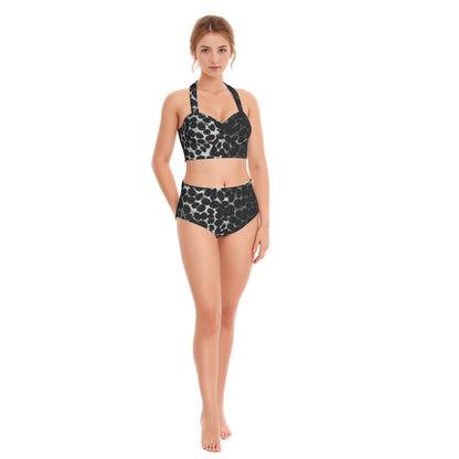 Spotted Women's Swimsuit Set With Halter