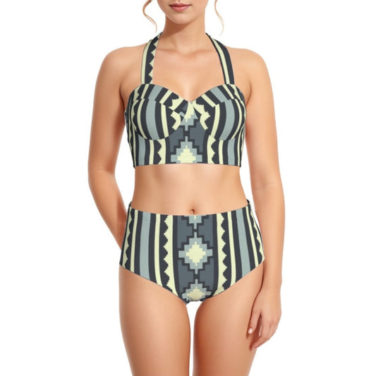 Aztec Women's Swimsuit Set With Halter