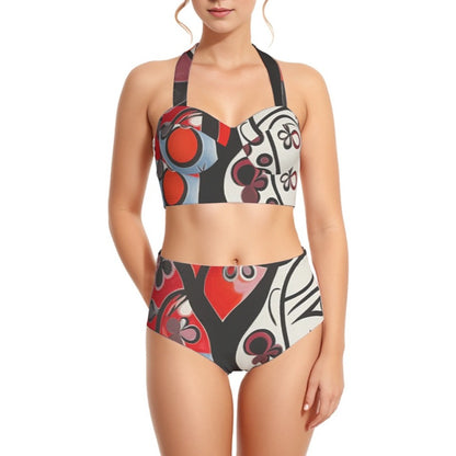 Hearts Play Women's Swimsuit Set With Halter