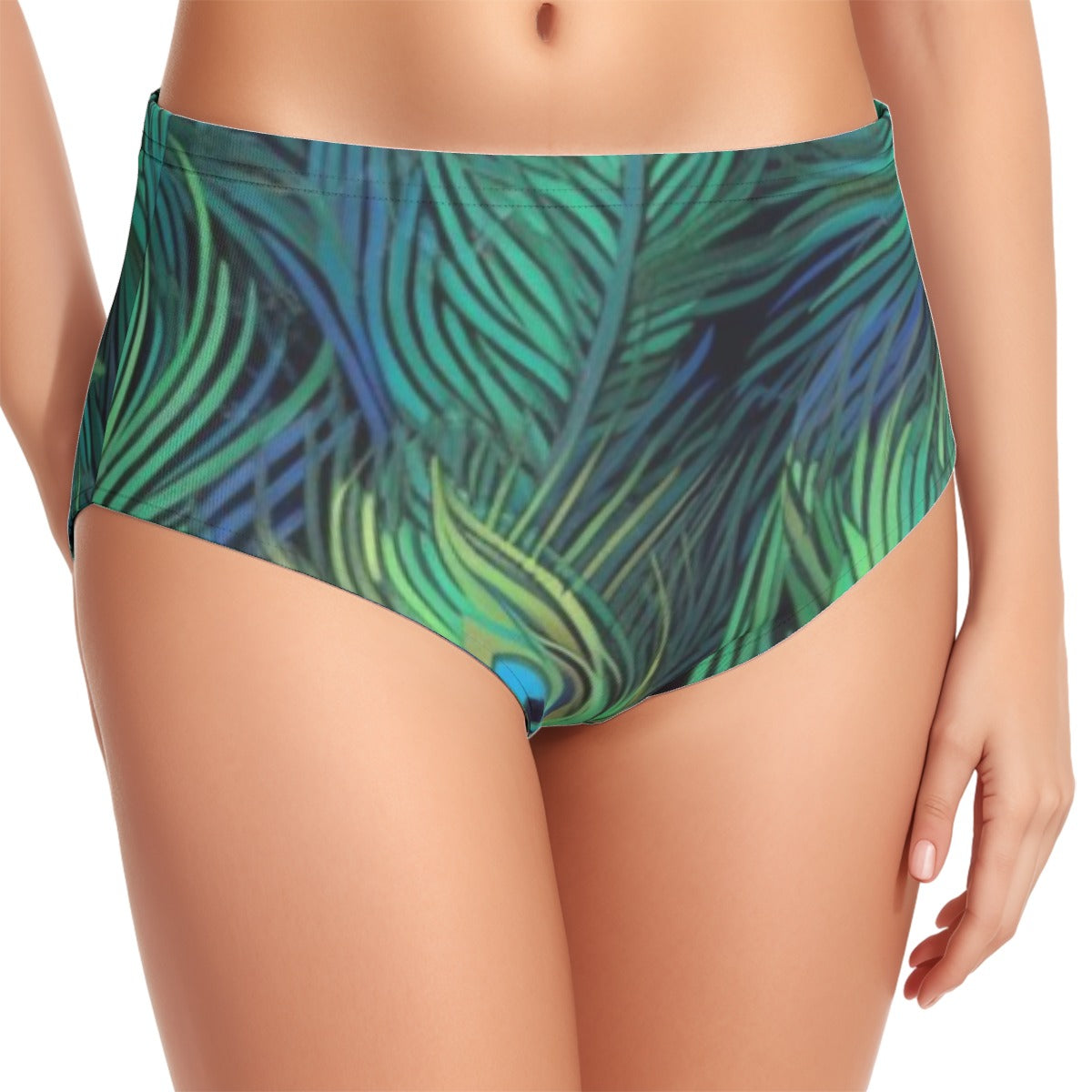 Peacock Feathers Women's Swimsuit Set With Halter