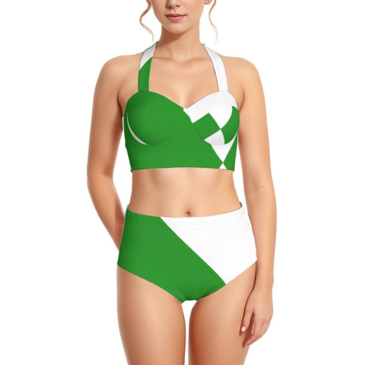 Verde Women's Swimsuit Set With Halter