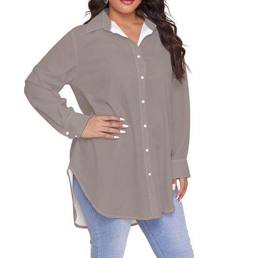 Gris Greige Women's Shirt (Plus Size) AOP