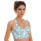 Blue Ecru Women's Swimsuit Set With Halter