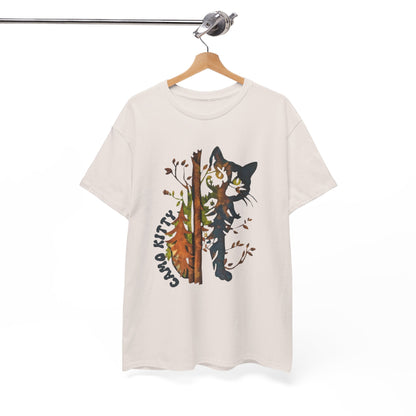 Camo Shy Kitty -Unisex Heavy Cotton Tee