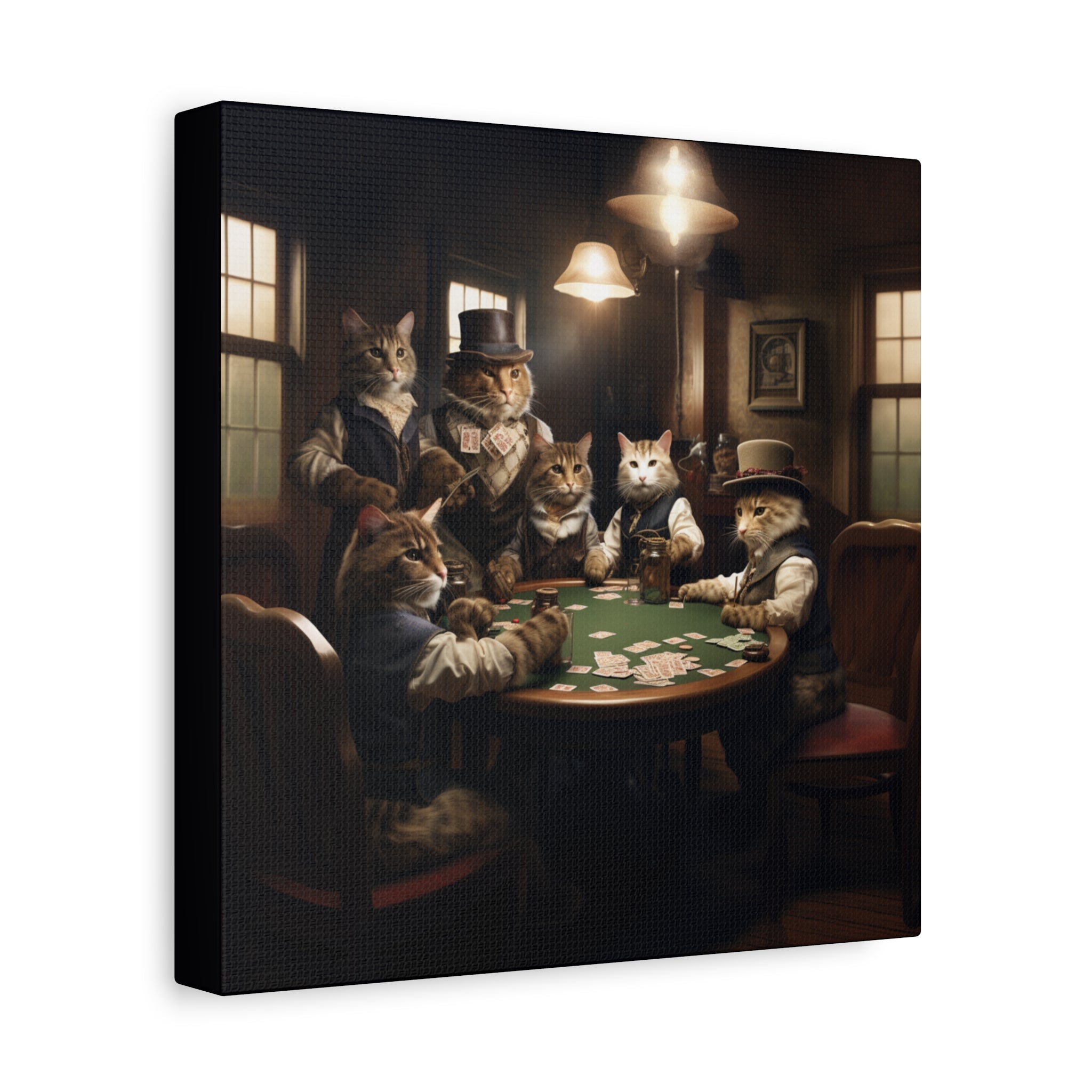 Cat Poker Night Matte Canvas - Whimsical Art for Animal Lovers