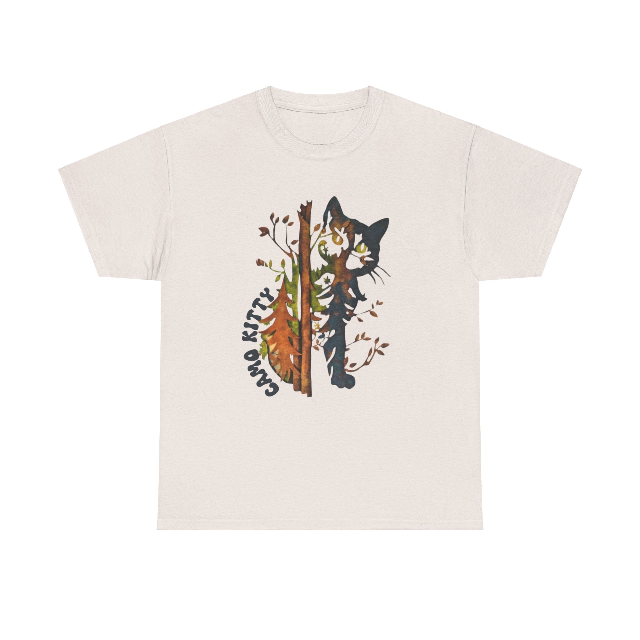 Camo Shy Kitty -Unisex Heavy Cotton Tee