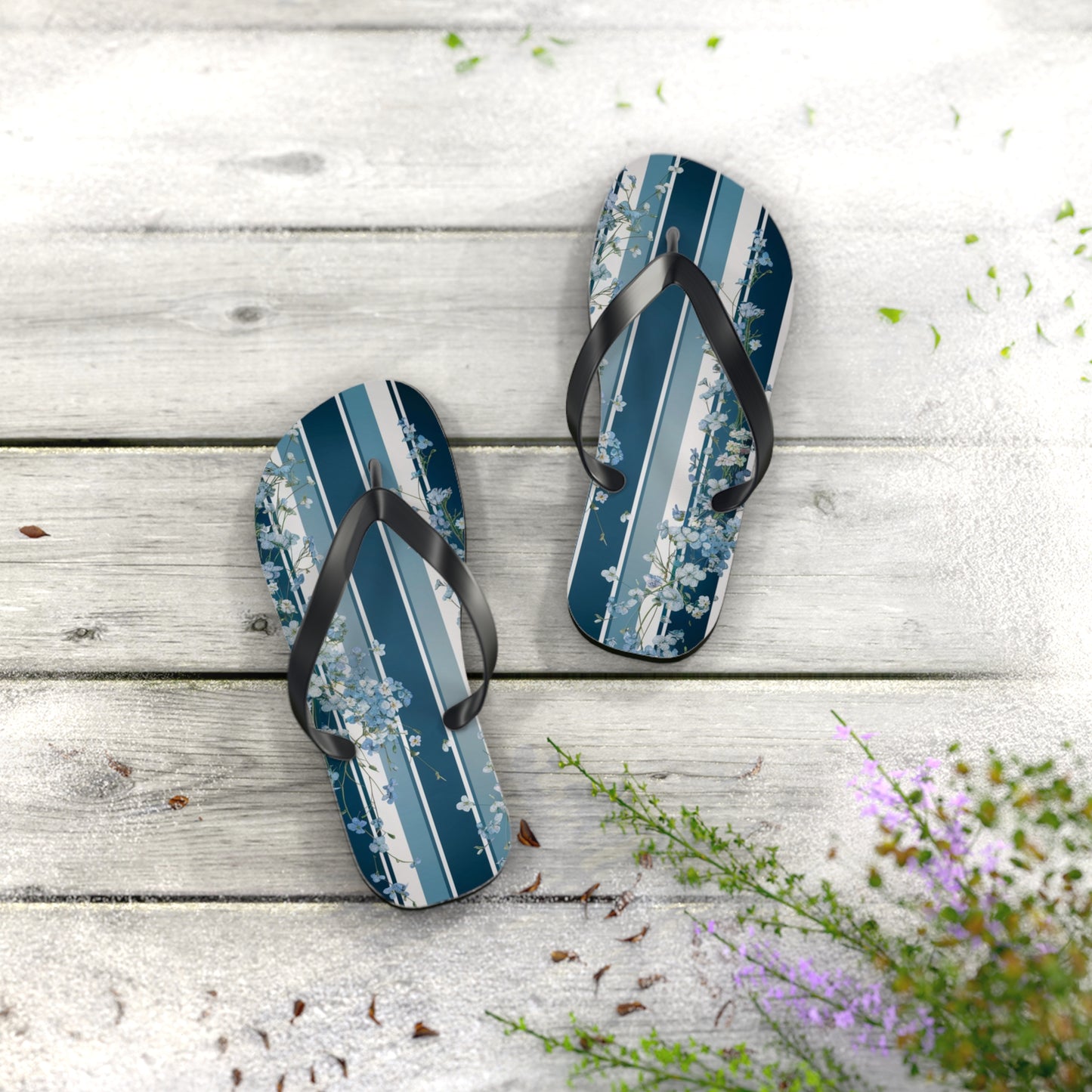 Forget me Not Striped Flip Flops