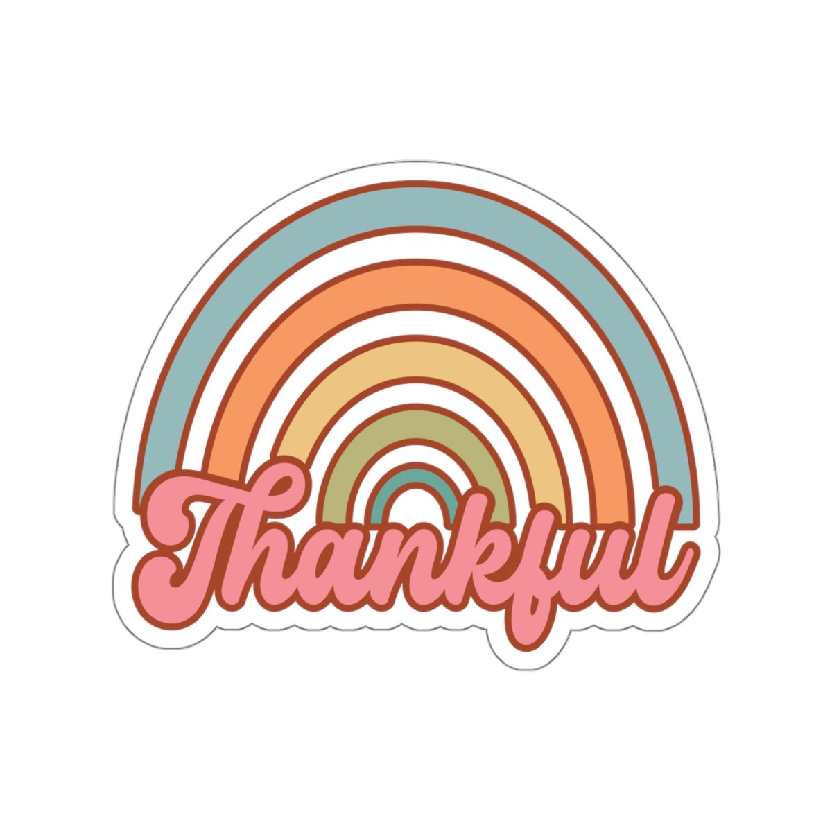 Thankful Rainbow Thanksgiving Kiss-Cut Stickers