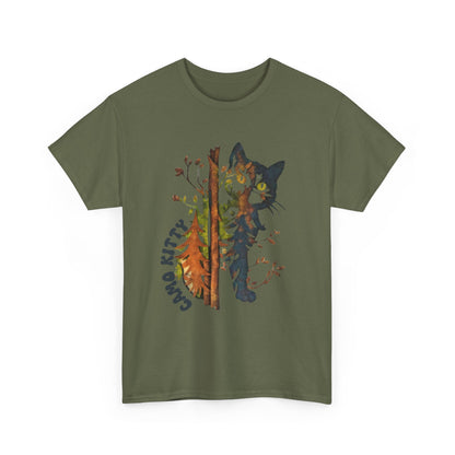 Camo Shy Kitty -Unisex Heavy Cotton Tee