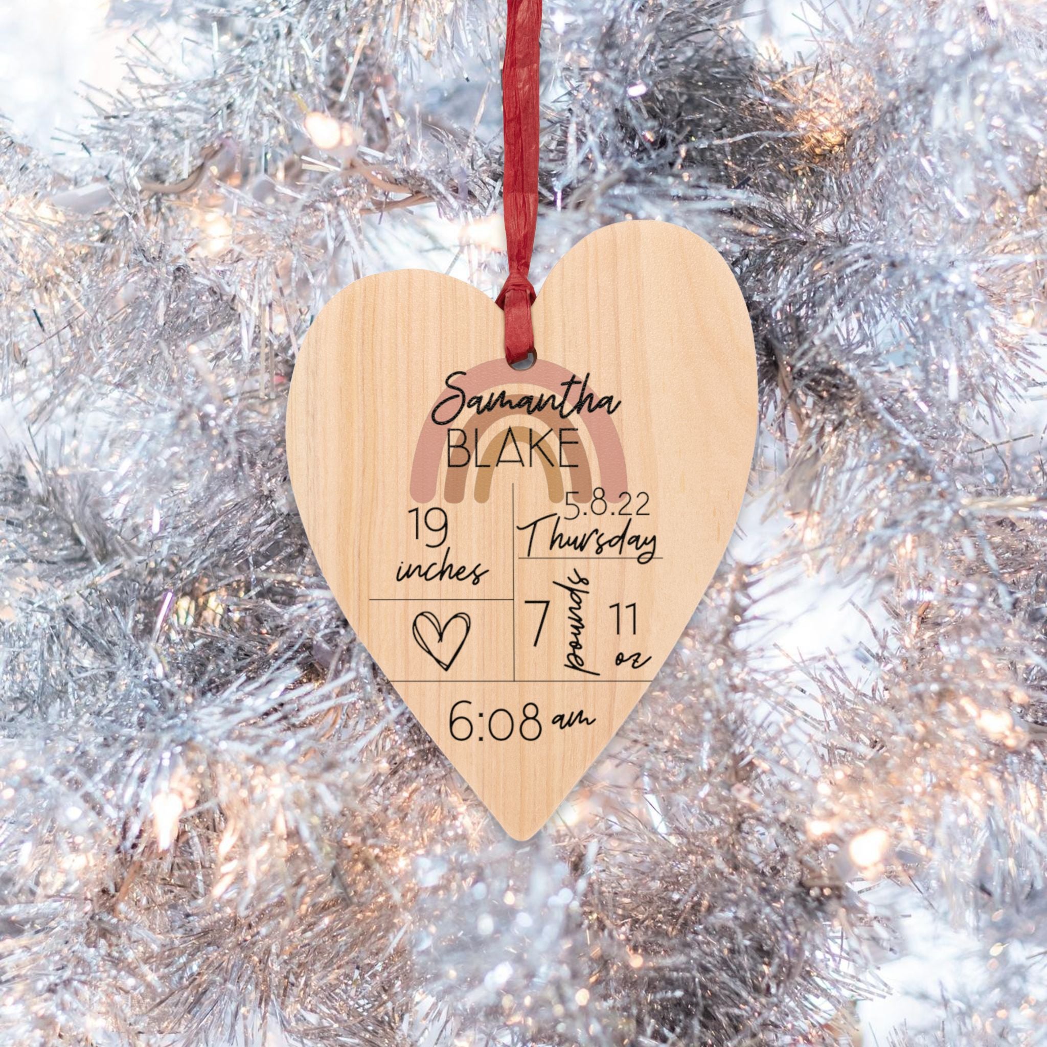 New Baby Announcement Wooden Ornaments