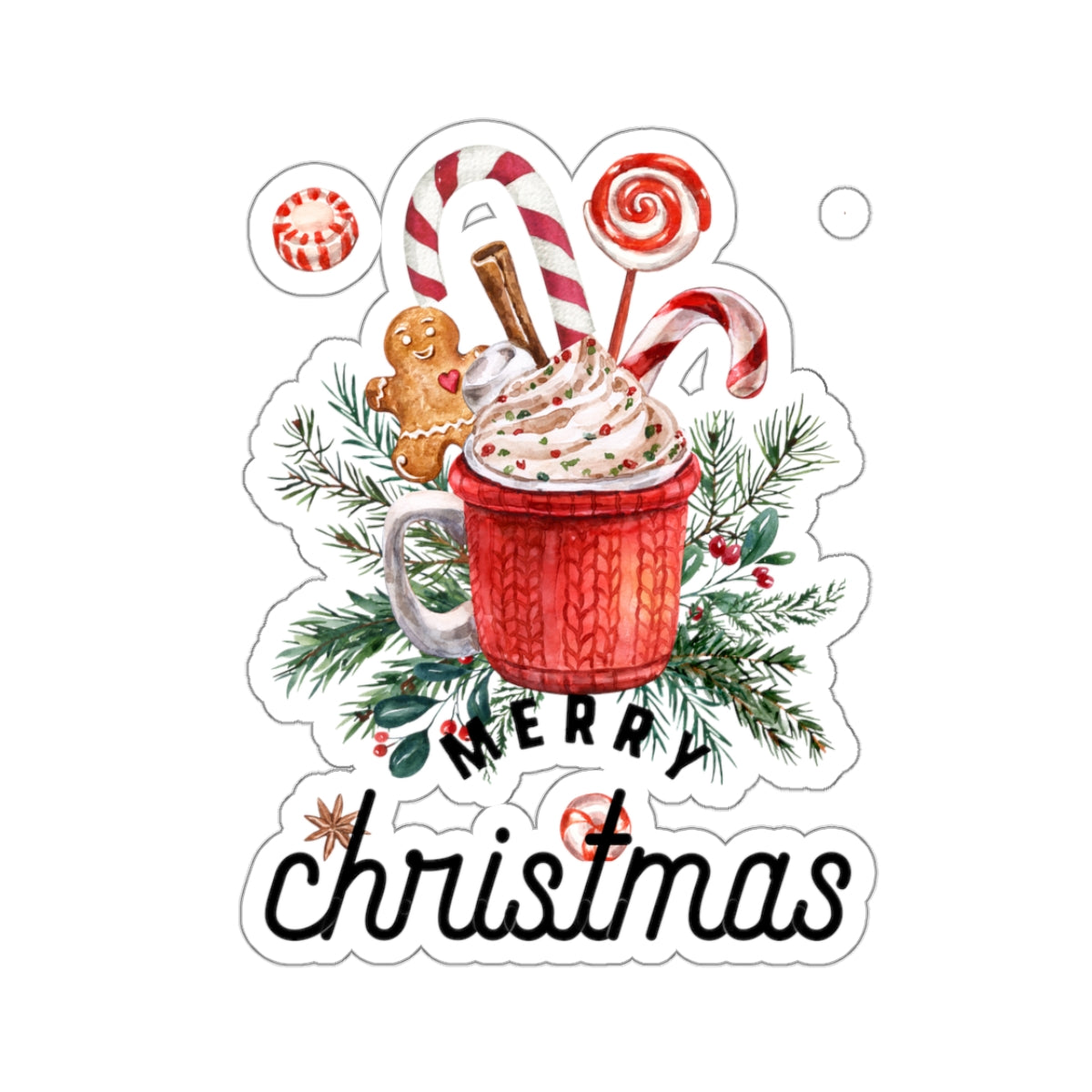 Christmas Cheer Merry Christmas Kiss-Cut Stickers