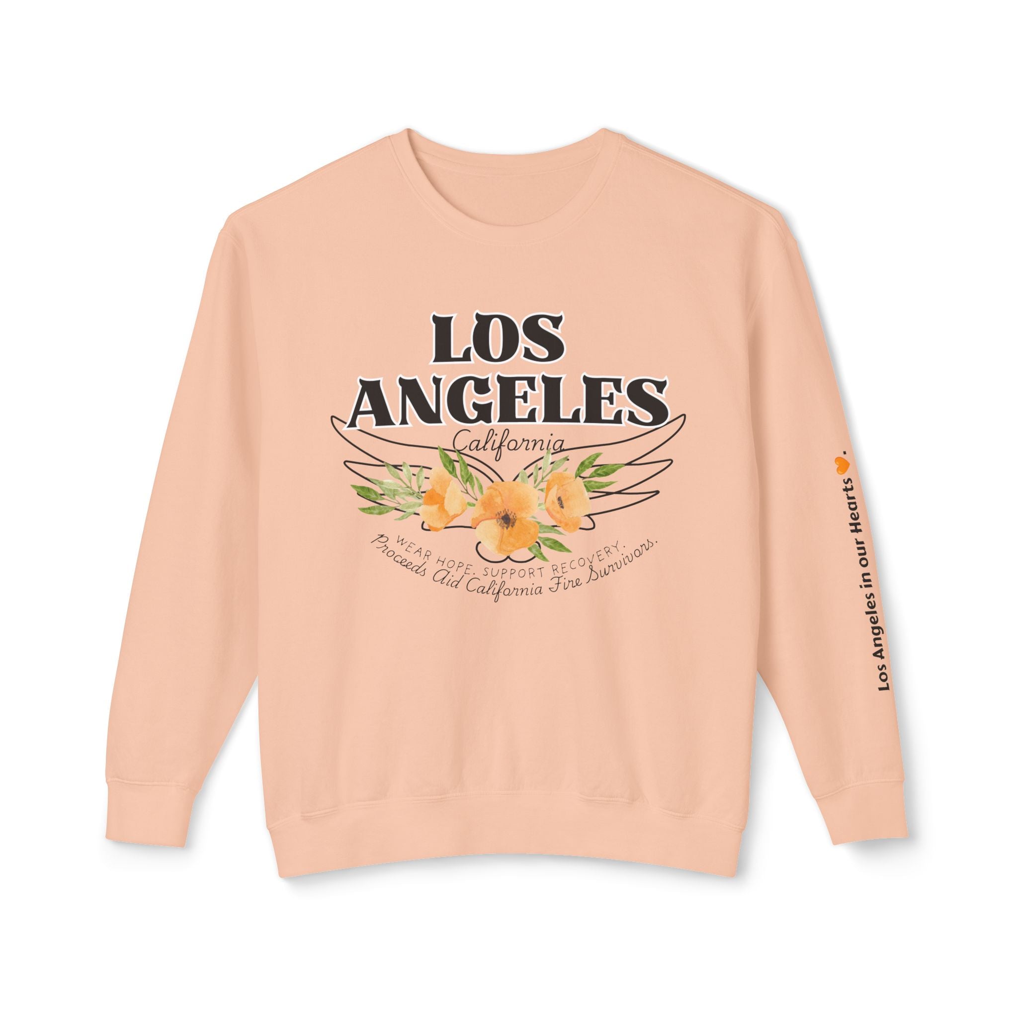 Fundraiser:  Los Angeles Unisex Lightweight Crewneck Sweatshirt - California Floral Design