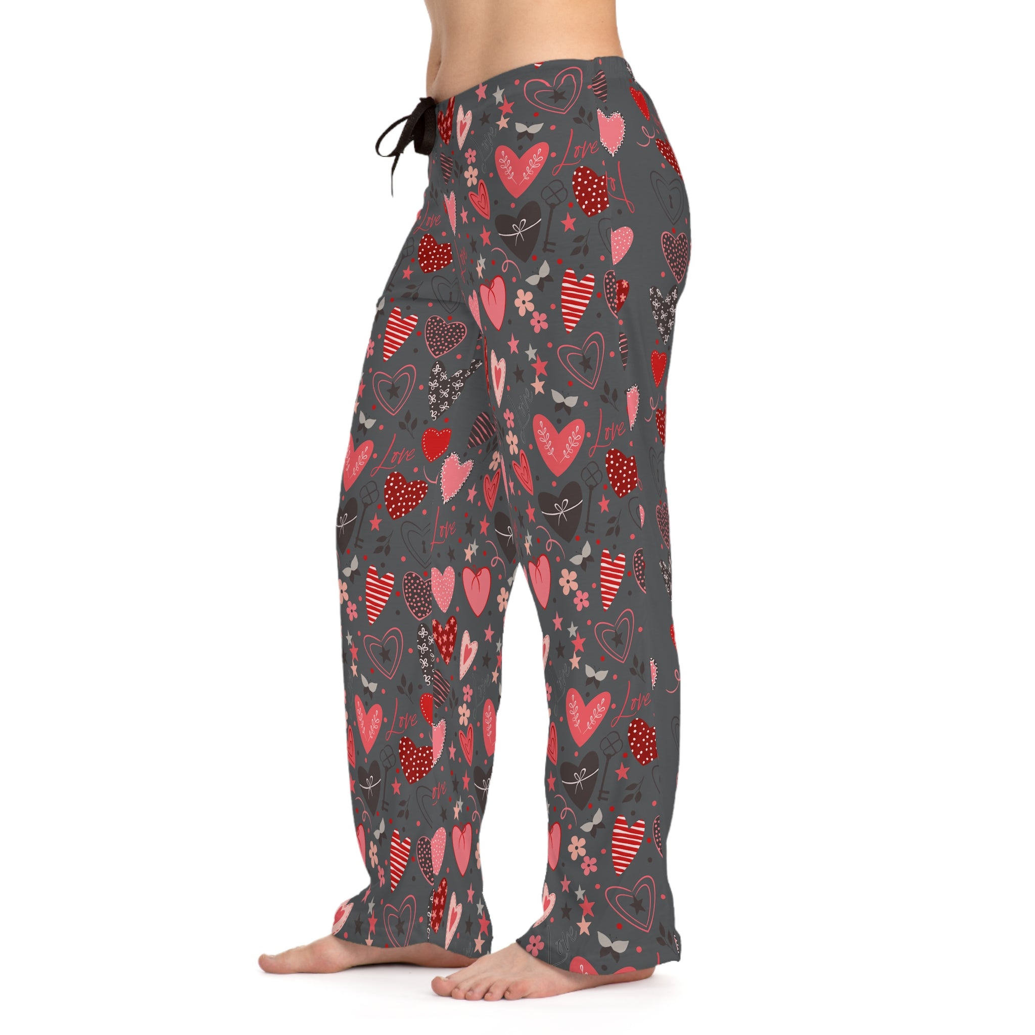 Base of Hearts Women's Pajama Pants (AOP) - Asphalt Gray