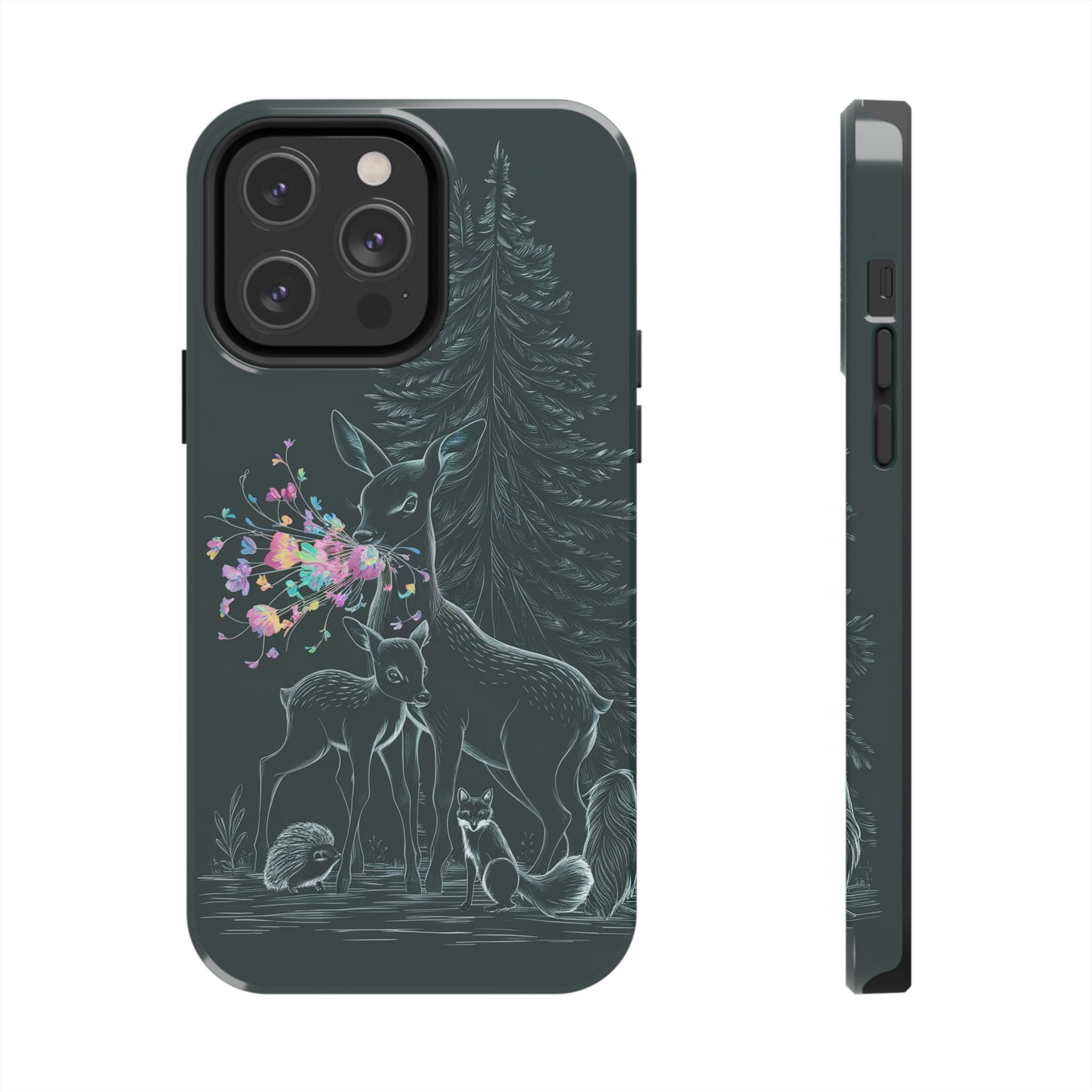 Floral Fawn and Mom - Tough Case for iPhone 14, 15, 16 - Spruced Roost