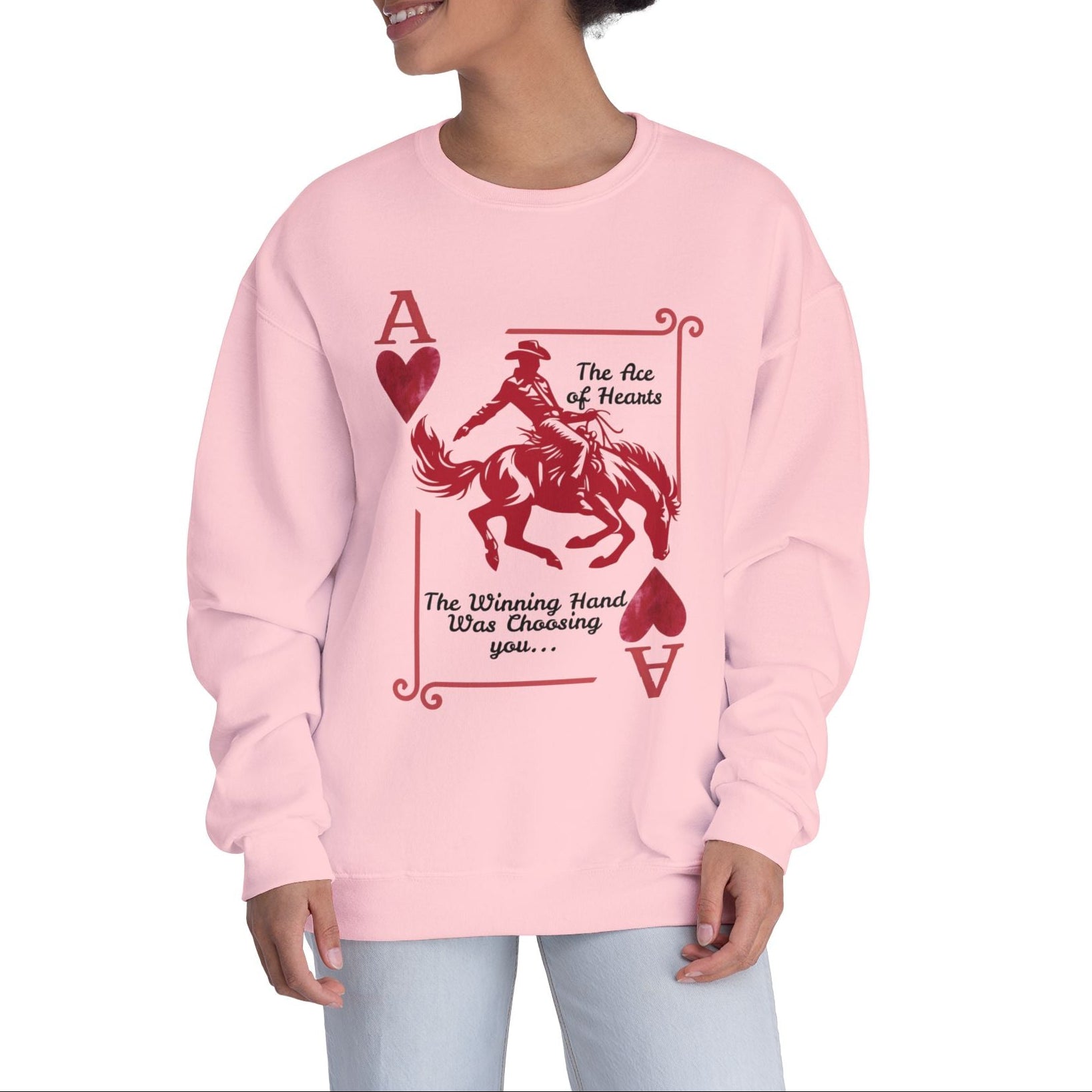 Ace of Hearts Western Crewneck Sweatshirt — S-3XL