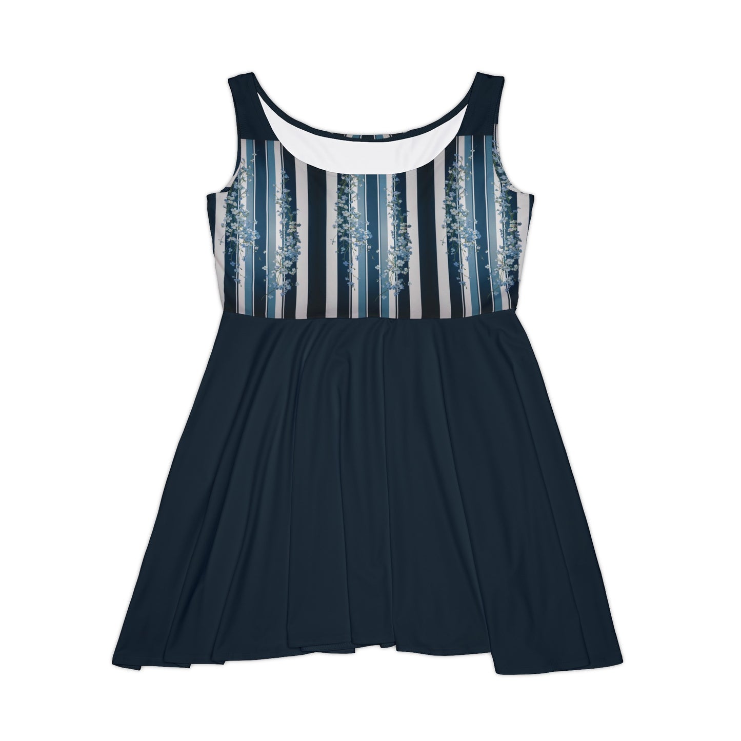 Forget-Me-Not  Navy Women's Skater Dress (AOP)