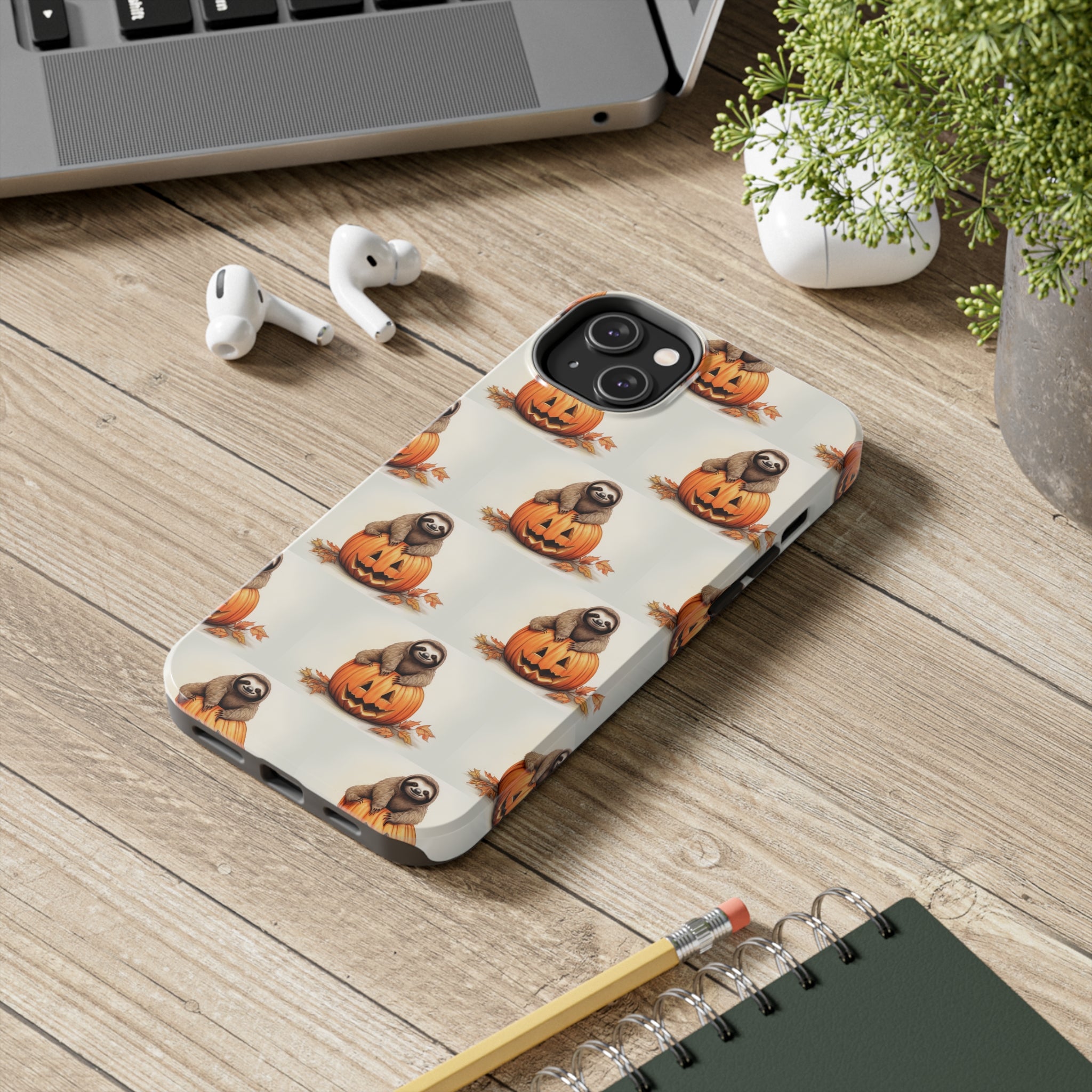 Happy Halloween Sloth on Pumpkin - Tough iPhone Cases -21 Sizes