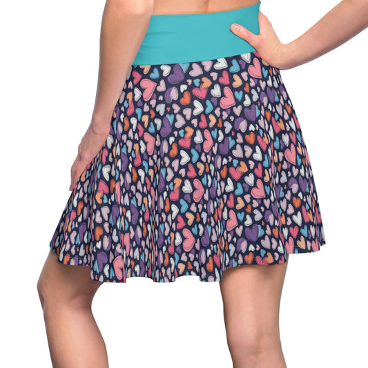 Up-Hearted Tahiti Blue Women's Skater Skirt (AOP)